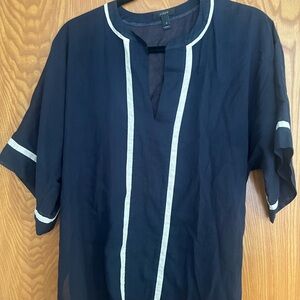 J. Crew Dark Blue Short Sleeve Tee with White Accents